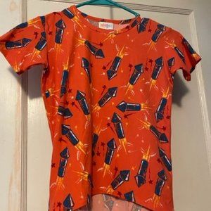 LuLaRoe Bright Orange Rockets Leggings Material Gracie Size 8